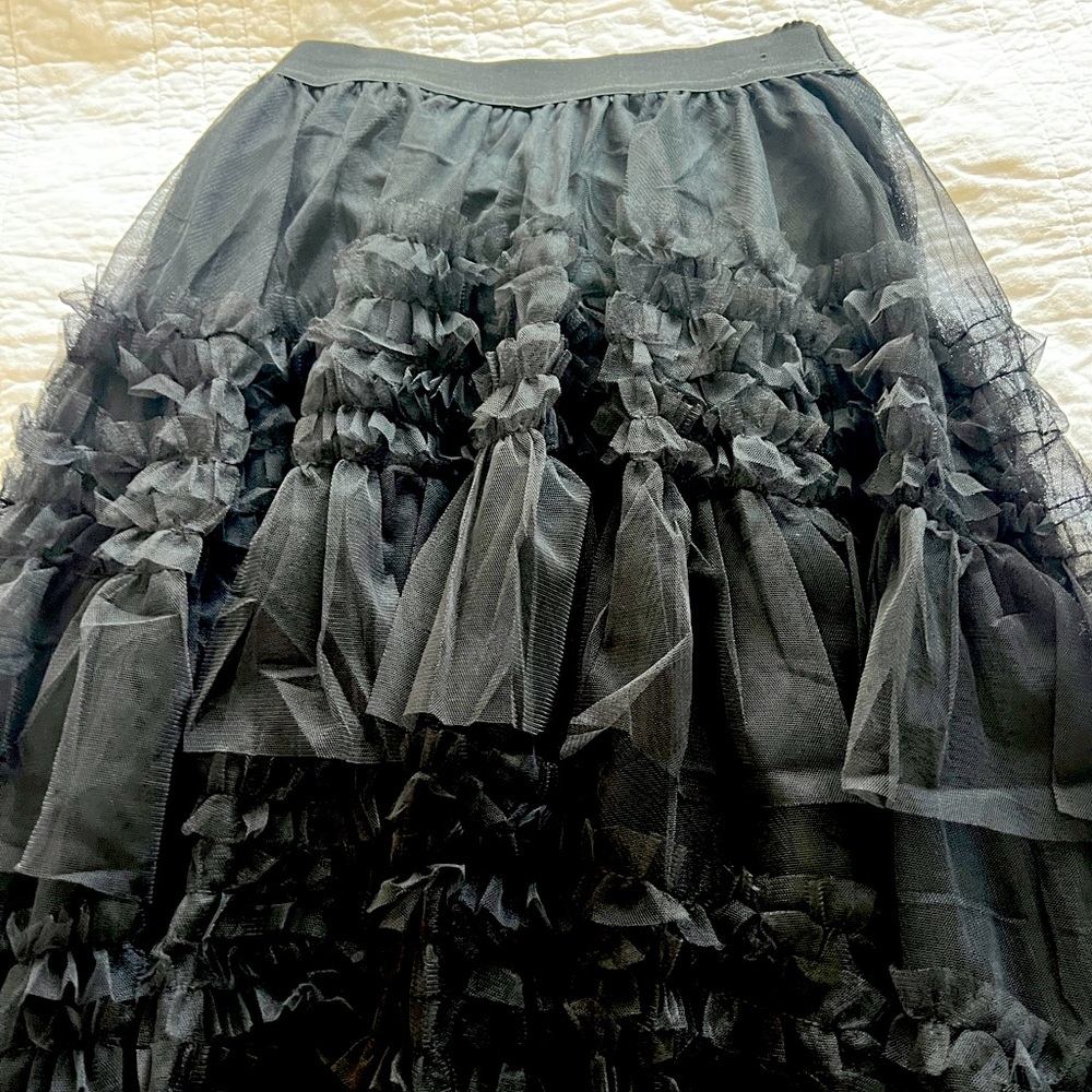 CHICWISH Women's Pink/Cream/Tan/Black Ruffle Tiered Hi-Lo Mesh Tulle Skirt